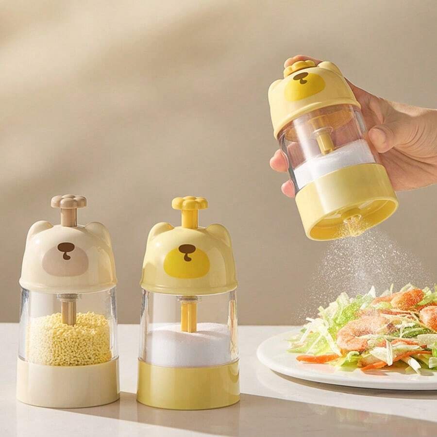 1pc Bear Shaped Quantitative Spice Jar Moisture Proof Sealed Seasoning Container Household Salt Sugar Storage Bottle Cute Kitchen Condiment Can Practical Cooking Gadget For Daily Kitchen Prep Housewarming Holiday Gift For Home Cooks - Multicolor - View 1