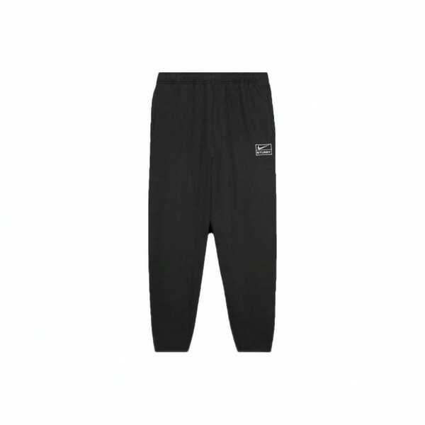 Quần jogger trơn màu, kiểu dáng thường ngày, có lớp lót lông cừu, sản phẩm hợp tác giữa Nike và Stussy SS23, dành cho cả nam và nữ, màu đen.