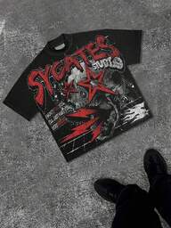 Grunge Revival Essential - Contrast Red/White Graphics With Edgy GAGADO Detail |     100% Cotton2026 Unisex T-Shirts For Summer Outings