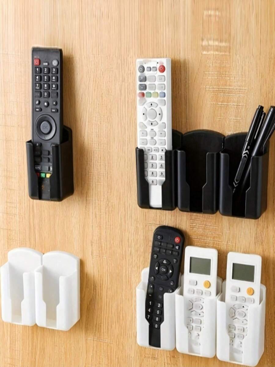 2/4pcs Magnetic Remote Control Holder, Wall Mounted, Drill-Free Self-Adhesive Storage, Suitable For TV And Air Conditioner Remotes, Easy Installation, Black, Oval Design, Firm Adhesion, Home Remote Control Storage Bracket 1/2/3/4/5/6pcs - Multicolor - View 1