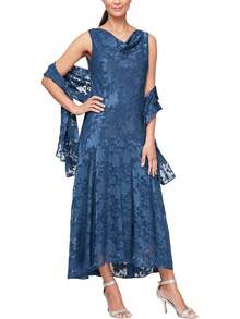 Alex Evenings Vestido Largo de Gasa Estampado con Chal Vestido para Ocaciones Especiales para Mujer - Real - Ver 17