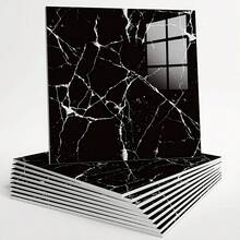 20pcs Self-Adhesive Marble Pattern Wall Stickers - PVC Material, Smooth Surface, Cuttable And Peelable, Multi-Color Style Design, Suitable For Home Decor Kitchen And Bathroom, Living Room Bedroom Wall Stickers - Multicolor - View 10