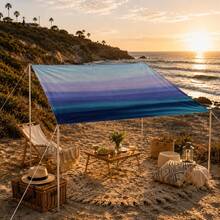 1pc Blue-Purple Gradient Sunshade Canopy, Modern Style, Colorful, Large Size, UV Protection, Sturdy & Durable, Easy Installation, Suitable For Beach, Garden, Patio, Includes Rope - Multicolor - View 4
