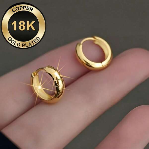 Pendientes Chapados en Oro de 18K, Joyería Unisex, Adecuados para Uso Diario, Vacaciones, Días Festivos y Fiestas