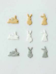 Cortadores de arcilla polimérica con formas de animales, conejo, oso, pájaro & silueta de gato para suministros de manualidades de pendientes hechos a mano con un toque caprichoso - Blanco - Ver 3