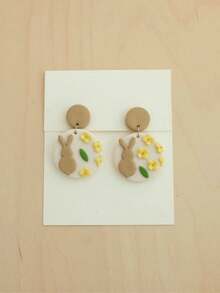 Cortadores de arcilla polimérica con formas de animales, conejo, oso, pájaro & silueta de gato para suministros de manualidades de pendientes hechos a mano con un toque caprichoso - Blanco - Ver 5