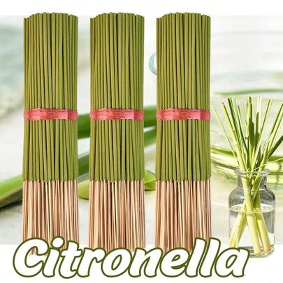 30/60 piezas de varitas de incienso de citronela de alta calidad de 8.66 pulgadas, infundidas con aceite esencial natural de limoncillo, aroma fragante incluso sin encender, aroma fuerte y duradero, bajo humo y poca ceniza, suministros de incienso de combustión limpia para uso doméstico diario en interiores