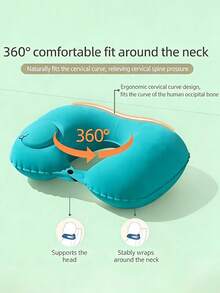 1 buah Bantal Leher Tiup Portabel untuk Perjalanan Luar Ruangan - Bantal Pesawat yang Cepat Mengembang, Penopang yang Ringkas dan Dapat Diatur, Cocok untuk Aktivitas Luar Ruangan, Penerbangan, Mobil, Kereta Api, Berkemah, Kantor - MultiWarna - View 4