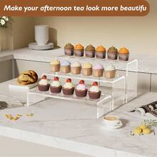 3/6pcs Clear Plastic Display Risers, Cupcakes Sweet Display Holder Stand, Elegant Dessert Riser Display Stands For Party, Afternoon Tea Snack Serving Trays. Table Decoration For Holiday, Wedding, Birthday, Party And Events - Clear - View 11