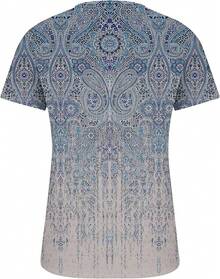 Ceboyel - Camisas Henley con estampado floral para mujer, cuello en V, sexy, casual, de manga corta, blusas elegantes para mujer - Azul Cielo#18 - Ver 5