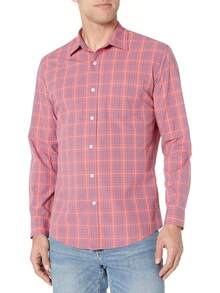 Essentials para hombre ajuste Regular manga larga camisa de cuadros - Azul Francés - Ver 14