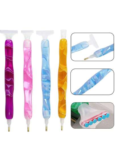 1pc Colorful Diamond Painting Drill Pen Set, Diamond Painting Pen Set, 1 Pen Holder + 4 Functional Resin Drill Pen Set, Double-Ended Diamond Painting Pen Set, Minimalist Diamond DIY Diamond Painting Art Pen Set, Diamond Art, Nail Art Gift, Party Gift, Back To School Gift, Holiday Gift/Birthday Gift/Halloween Gift/Christmas Gift