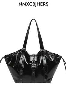 Cross-Border Premium Fashion Tote Bag For Women 2026 New Cool Large Capacity Handbag Rivet Shoulder Bag - Black - View 6