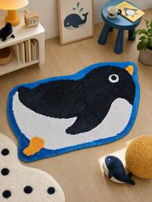 1pc Sliding Penguin Shaped Floor Mat, Decorative Rug, Bedroom Decor, Floor Mat, Carpet, Home Decor, Living Room Rug, Small Living Room Rug, Bedroom Rug, Living Room Home Decor, Outdoor Rug, Washable Carpet - Multicolor C - View 1