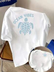 Camiseta para hombre con un estilo oceánico, con estampados de tortugas en la parte delantera y trasera. Esta camiseta de manga corta, moderna y a, adecuada para el uso casual dia - Negro - Ver 6