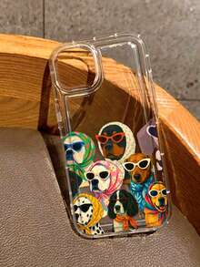 Fashion Glasses Pattern Cool Dog Phone Case, Transparent Anti-Fall Dog Mom Phone Case, Cartoon Dog Headband Phone Case, Dog Lover Aesthetic Phone Case, Dog Phone Case For IPhone17air/16promax/16pro/16plus/16/15/14/13/12/11/XSM/XS/XR/7/8 - Multicolor - View 2