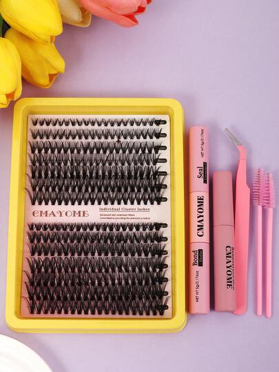 Set de 280 pestañas postizas mixtas con rizo D, gran capacidad, gruesas y voluminosas, efecto cruzado 30D/40D, unidas por calor, de fibra suave natural 3D segmentada