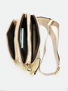 2025 New Fashion Classic Versatile Solid Color PU Waterproof Rhombus Design Retro Chic Metal Animal Logo Shoulder Bag Square Bag Letter Pattern Decor Crossbody Bag Suitable For Shopping, Women Animal Print Tote - Beige - View 11