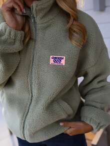 Women's New Solid Color Knit Fabric Jacket, Casual College Style, All Seasons - Mint Green - View 5