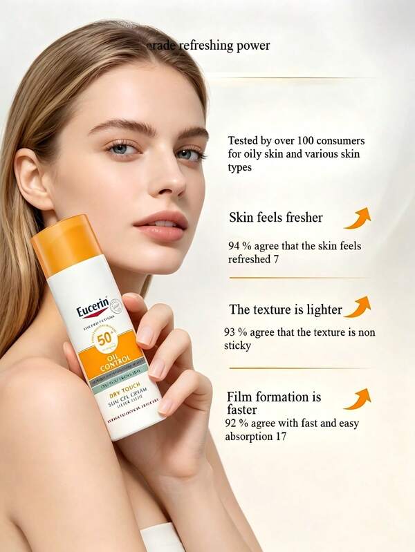 Eucerin 控油清爽防曬乳 SPF50+，敏感肌臉部與身體 UV 防護，50ml