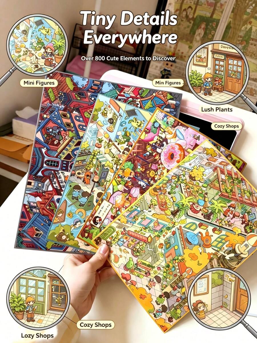 New Large Size DIY Scene Stickers,Premium Special Oil Craft Kawaii Town Landscape Stickers,Cute Scenery Stickers,Adults Craft Stickers,Summer Trending Urban Diorama Stickers,Summer Vacation Back To School DIY Crafts Holiday Birthday Gift Stationery - A - View 1