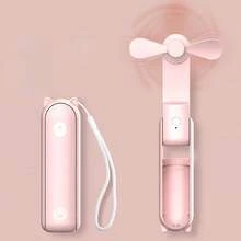 1 pieza Ventilador portátil recargable por USB mini con diseño de oso lindo, ventilador plegable de 2 aspas con viento fuerte para deportes al aire libre, viajes, oficina, estudio y uso diario - Multicolor - Ver 15