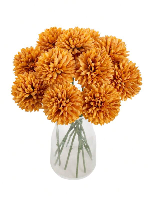 5PCS Simulation Ball Chrysanthemums, Artificial Flowers, Realistic Texture, Suitable For DIY Vase Flower Arrangement, Indoor/Outdoor Decoration, Home Decoration, Wedding Decoration, Dining Table Decoration, Birthday Gifts, Autumn Decoration
