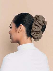 1pc Solid Color Chiffon Muslim Underscarf Lining Hijab Scrunchies - Khaki - View 9