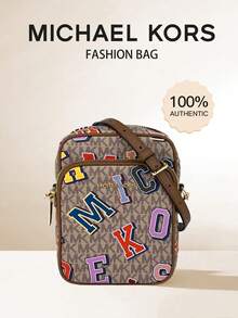 Michael Kors Tas Selempang Jet Set Medium dengan Logo Tanda Tangan Tercetak untuk Wanita, Tas Dompet Ponsel NS CHAIN XBODY untuk Belanja atau Bepergian - Unta - View 1