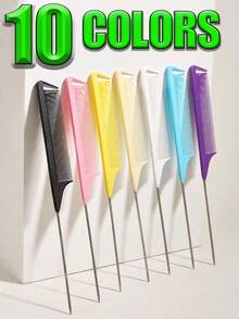 Rat Tail Steel Pin Hair Parting Comb Set, Anti-Static Highlight Sectioning Combination Kit For Hair Styling, Salon-Grade Fine Teeth Comb For Weaving, Braiding & Dyeing, Portable Hairdressing Tool Daily Home & Professional Use Accessories. - A - View 6