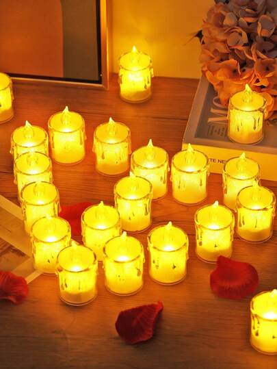 2/3/5pcs Crystal LED Flameless Electronic Candle Lights, Indoor Decoration Electronic Candle Lights, Perfect For Birthday Party Decoration, Night Decoration, Wedding Decoration, Bedroom Decoration Candles, Tea Candles, Holiday Decoration, Proposal Scene Decoration Electronic Candle Lights, Battery Included