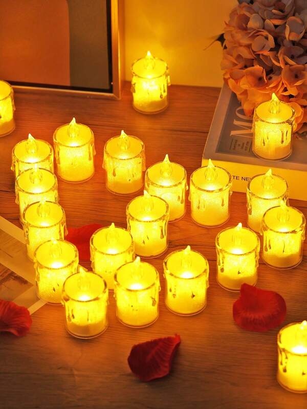 2/3/5pcs Crystal LED Flameless Electronic Candle Lights, Indoor Decoration Electronic Candle Lights, Perfect For Birthday Party Decoration, Night Decoration, Wedding Decoration, Bedroom Decoration Candles, Tea Candles, Holiday Decoration, Proposal Scene Decoration Electronic Candle Lights, Battery Included