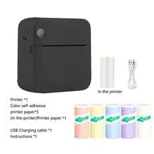 Mini Printer, Portable Thermal Sticker Maker, Includes 1 Roll Of Printing Paper, Compatible With IOS And Android, Suitable For Notes, Photos, DIY, Diaries, Etc. - 彩色 - 查看 22