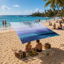 1pc Blue-Purple Gradient Sunshade Canopy, Modern Style, Colorful, Large Size, UV Protection, Sturdy & Durable, Easy Installation, Suitable For Beach, Garden, Patio, Includes Rope - Multicolor - View 11