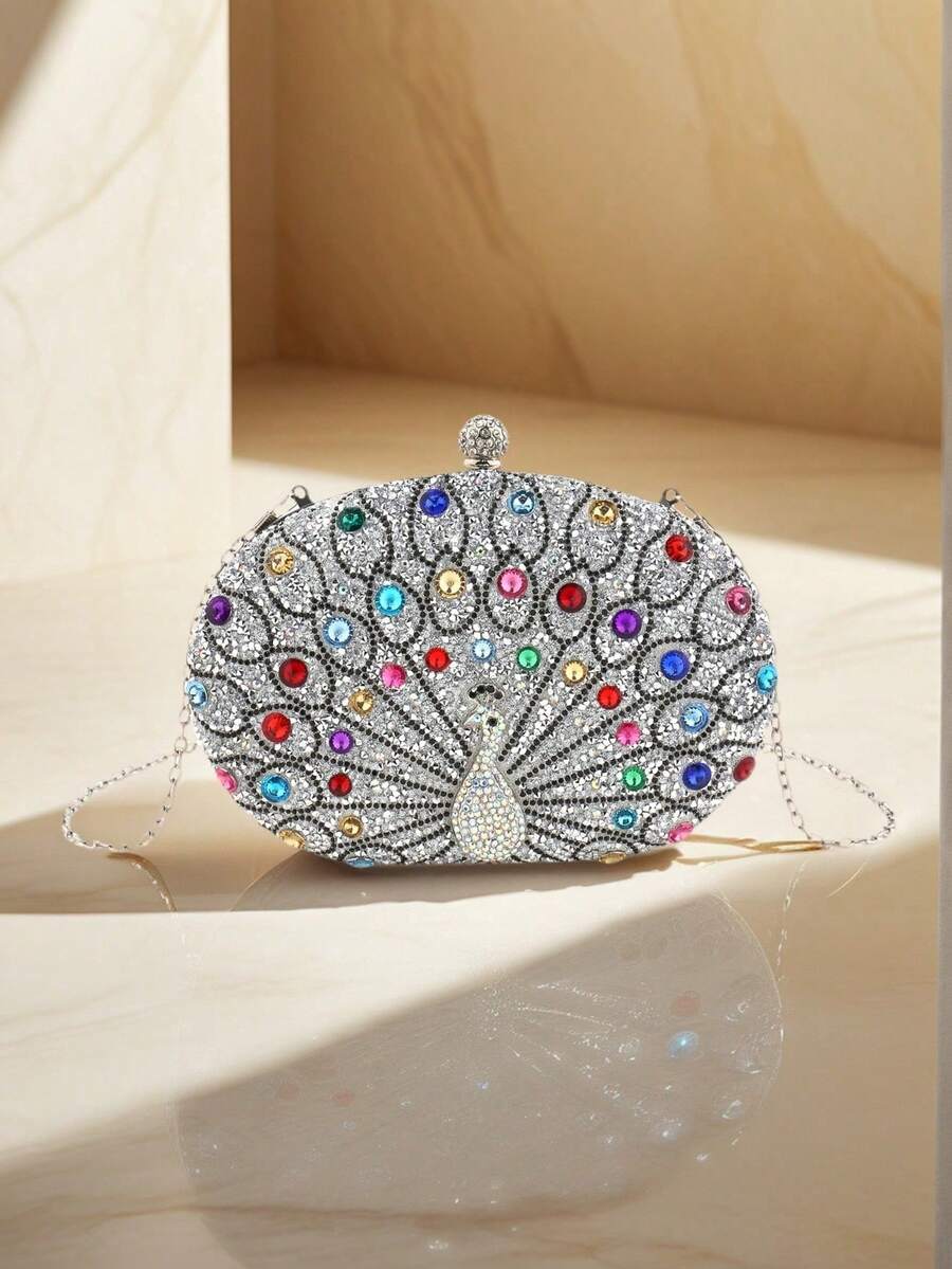 Acrylic Rhinestone Evening Handbag For Wedding, Popular Chain Shoulder Bag Adorned With Rhinestones - Multicolor - View 1
