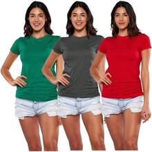 Alfani Playera Manga Corta para Mujer 3Pack, Cuello Redondo, 100% Algodon - Negro - Ver 15