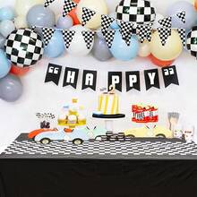 1pc Racing Theme Tablecloth, Black Racing Car Pattern Table Cover, Baby Shower Party Tablecloth, Racing Birthday Party Decoration, Gender Reveal Party Decoration Table Runner, Racing Theme Party Supplies, Racing Game Table Decoration, First Tooth Party Decoration, Welcome Newborn Party Decoration Table Runner, Racing Room Decoration, Home Decor, Outdoor Decoration Disposable Tablecloth, 1st Birthday Gift - Black Racing Car - View 7