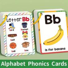 ABC English Letters, 26 Alphabet Flash Cards For Children, Phonics Flash Cards, English 26 Alphabet Phonetic Pocket Cards - 彩色 - 查看 7