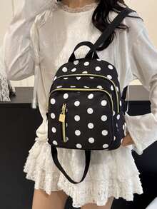 Mochila Estudiantil de Gran Capacidad Estilo Universitario para Mujeres, Adecuada para Escuela Secundaria, Preparatoria, Universidad - Blanco y negro 2 - Ver 2
