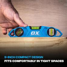 OX Pro Magnetic Torpedo Level - 9 Inch Die Cast Aluminum 3-Vial - ColorA - View 3