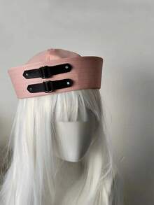 1件女款Y2K黑色皮革扣環水手帽，鏈條裝飾，百搭甜美船長帽，禮物，萬聖節Cosplay，海灘拍照用 - 彩色 - 查看 7