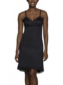 Rosette Lace Full Slip Enagua Completa para Mujer - 22 pulgadas - Encaje - Negro - Ver 6