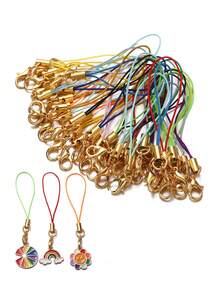 20pcs Multi-Color Mini Lanyards, Gold-Plated Lobster Clasp Single Loop Phone Straps, DIY Handmade Pendant Jewelry Accessories - Gold-plated Lobster Buckle - View 2
