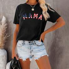 Camiseta de manga corta con estampado de leopardo para mujer, camiseta de mamá con estampado de guepardo. - Negro - Ver 2