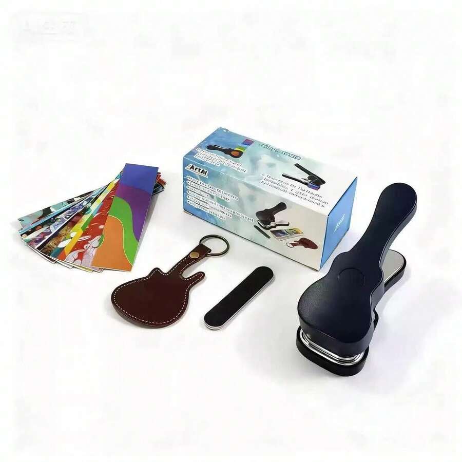 1 Set Of Guitar Pick Embossing Tool, Suitable For Customizing Guitar Picks, Ukulele Picks, Guitar-Shaped Keychain, Valentine's Day Gift, Party Gift(The Color Of The Plectrum Is Randomly Included). - Multicolor - View 1