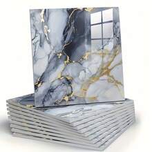 20pcs Self-Adhesive Marble Pattern Wall Stickers - PVC Material, Smooth Surface, Cuttable And Peelable, Multi-Color Style Design, Suitable For Home Decor Kitchen And Bathroom, Living Room Bedroom Wall Stickers - Multicolor - View 11