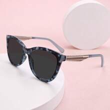 1pc Oversized Cat Eye Grey Lens Reading Glasses, Leopard Print Design, With High-Quality Metal Hinges, Suitable For Women's Daily Wear - Ash - View 4