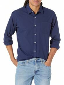 Essentials para hombre ajuste Regular manga larga camisa de cuadros - Gris claro Blanco a cuadros - Ver 11