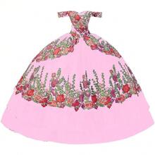 Vestidos de quinceañera con bordado floral con hombros descubiertos y temática mexicana, vestido de baile para mujer 2023 - Amarillo - Ver 23