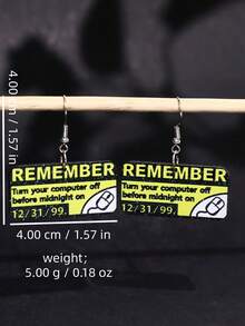 1對獨特趣味古怪精緻勵志優雅 REMEMBER 口號雛菊壓克力垂墜耳環 女款日常配戴飾品 - 彩色 - 查看 5